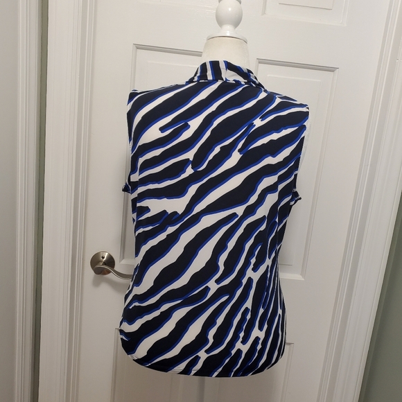 Calvin Klein Animal Print Gathered Neck Sleeveless Knit Top Size XLarge Stretch - Picture 3 of 9